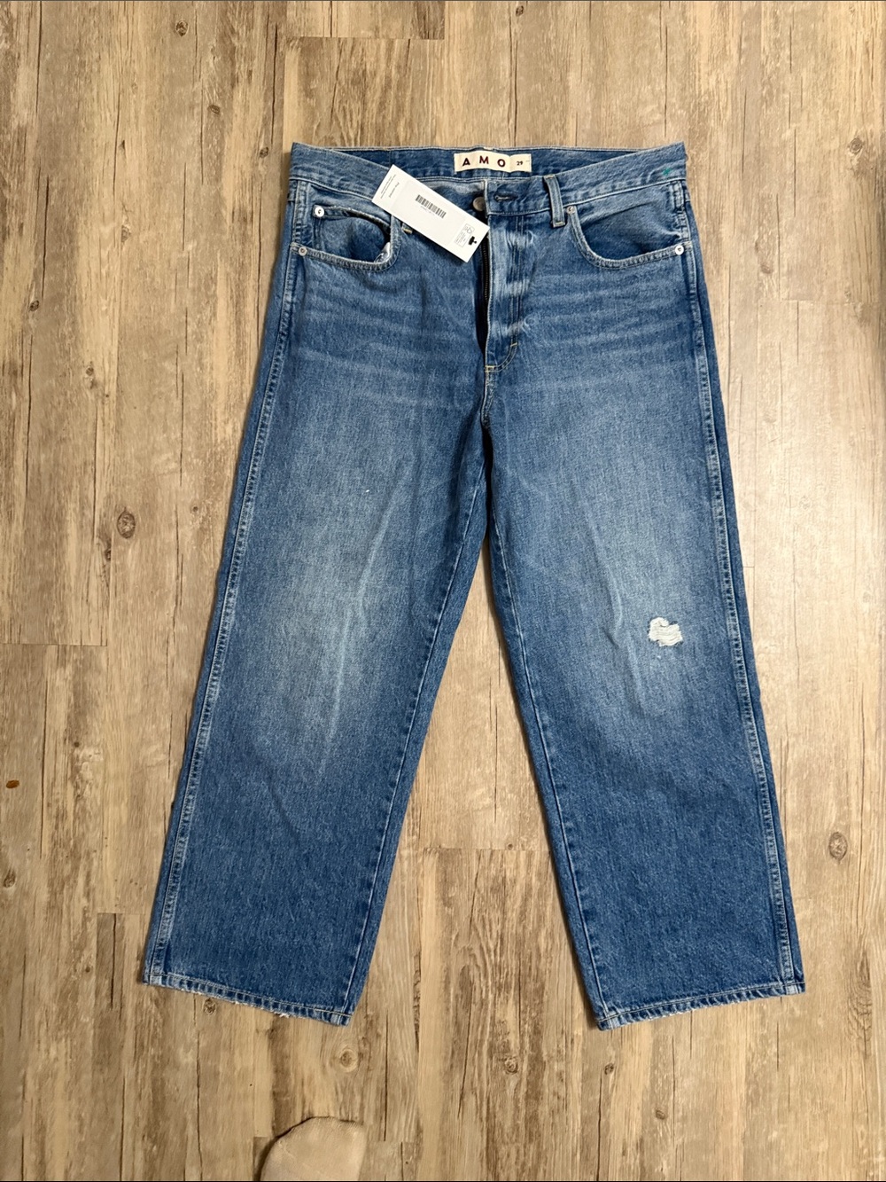 AMO. Woman Medium Blue Relaxed Straight Jeans
